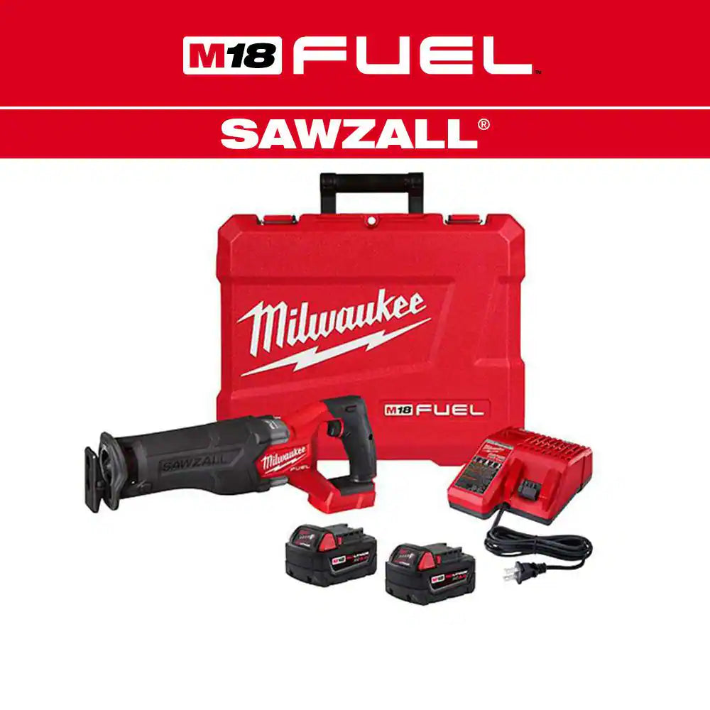 M18 FUEL 18V Lithium-Ion Brushless Cordless SAWZALL Reciprocating Saw Kit W/Two 5.0 Ah Batteries Charger & Hard Case
