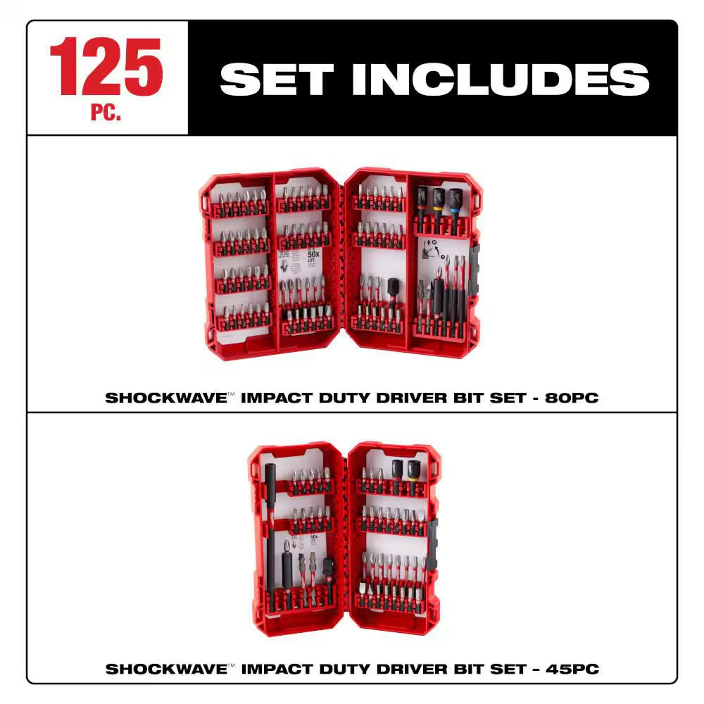 SHOCKWAVE Impact Duty Alloy Steel Screw Driver Bit Set (125-Piece)