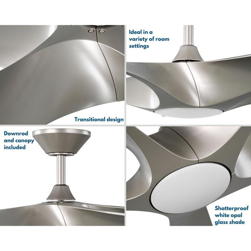 Vernal 60-In Integrated LED Outdoor Smart Painted Nickel with Painted Nickel Blades Propeller Ceiling Fan with Light 5 -Blade )