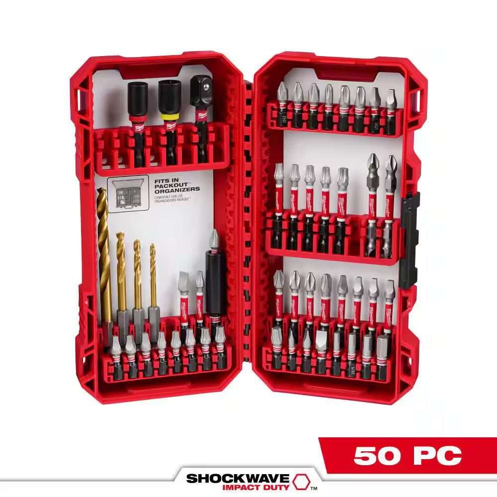 SHOCKWAVE Impact Duty Alloy Steel Screw Driver Drill Bit Set (50-Piece)