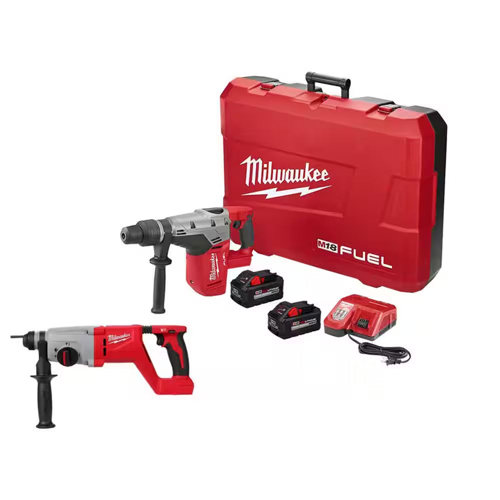 M18 FUEL 18V Lithium-Ion Brushless Cordless 1-9/16 In. Sds-Max Rotary Hammer Kit W/Sds-Plus D-Handle Rotary Hammer