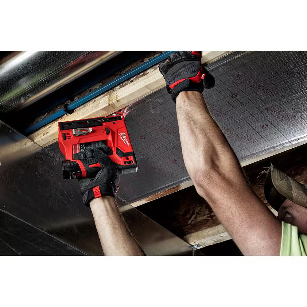 M12 12-Volt Lithium-Ion Cordless 3/8 In. Crown Stapler with M12 2.0Ah Battery