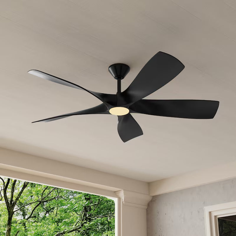 Vernal 60-In Integrated LED Outdoor Smart Painted Nickel with Painted Nickel Blades Propeller Ceiling Fan with Light 5 -Blade )