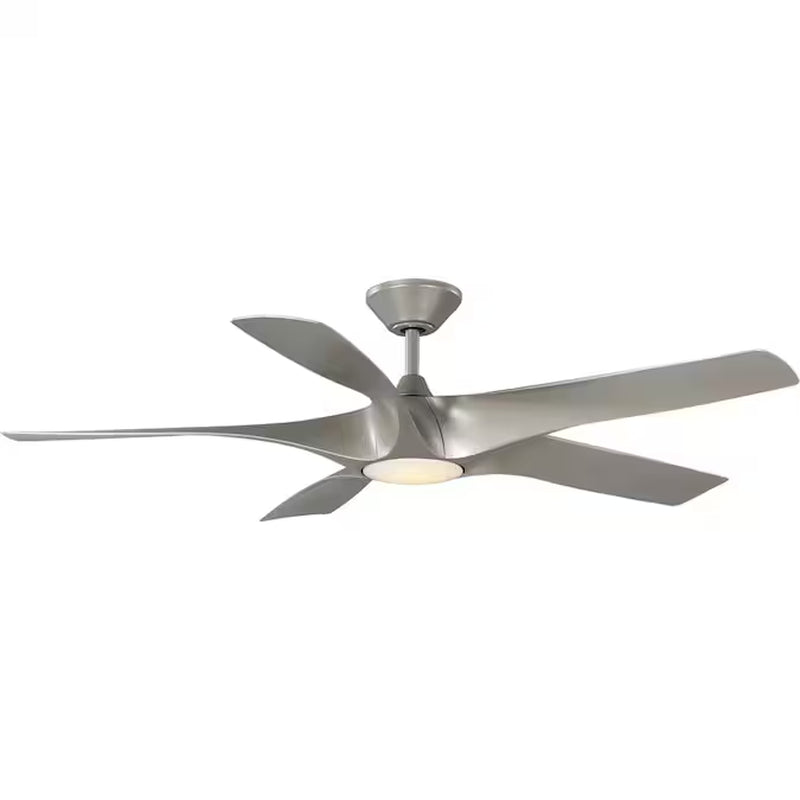 Vernal 60-In Integrated LED Outdoor Smart Painted Nickel with Painted Nickel Blades Propeller Ceiling Fan with Light 5 -Blade )