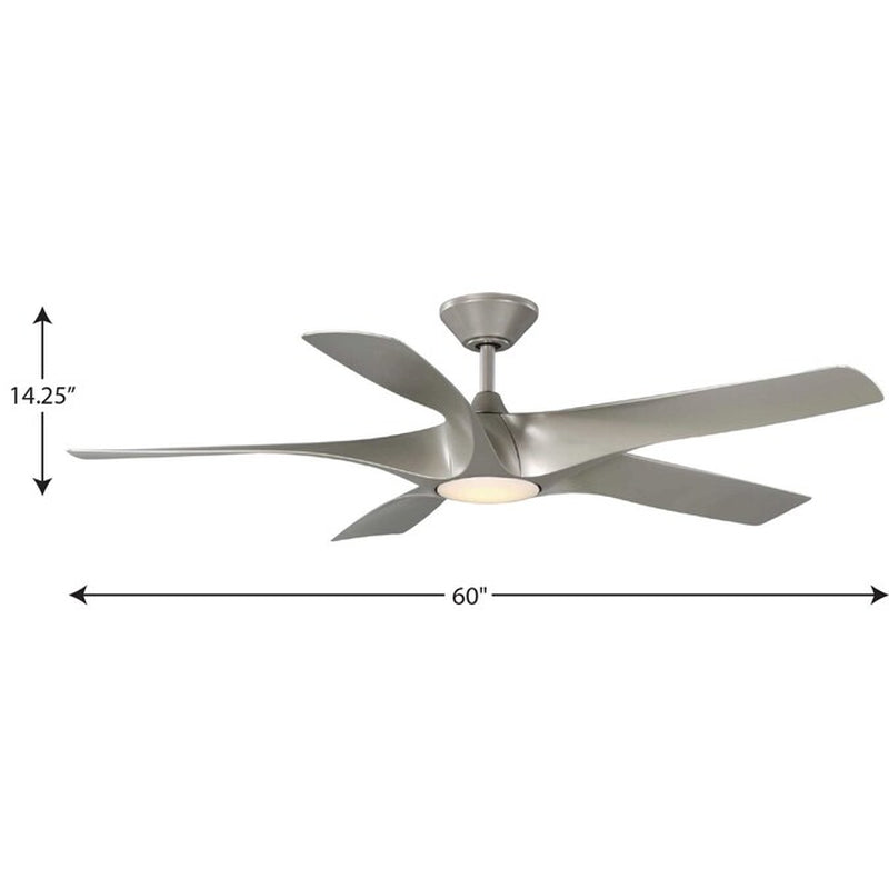 Vernal 60-In Integrated LED Outdoor Smart Painted Nickel with Painted Nickel Blades Propeller Ceiling Fan with Light 5 -Blade )